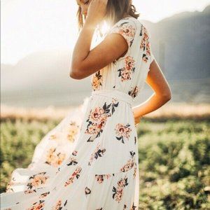 NWT FREE PEOPLE All I Got Maxi Dress Cream Floral, Size 8